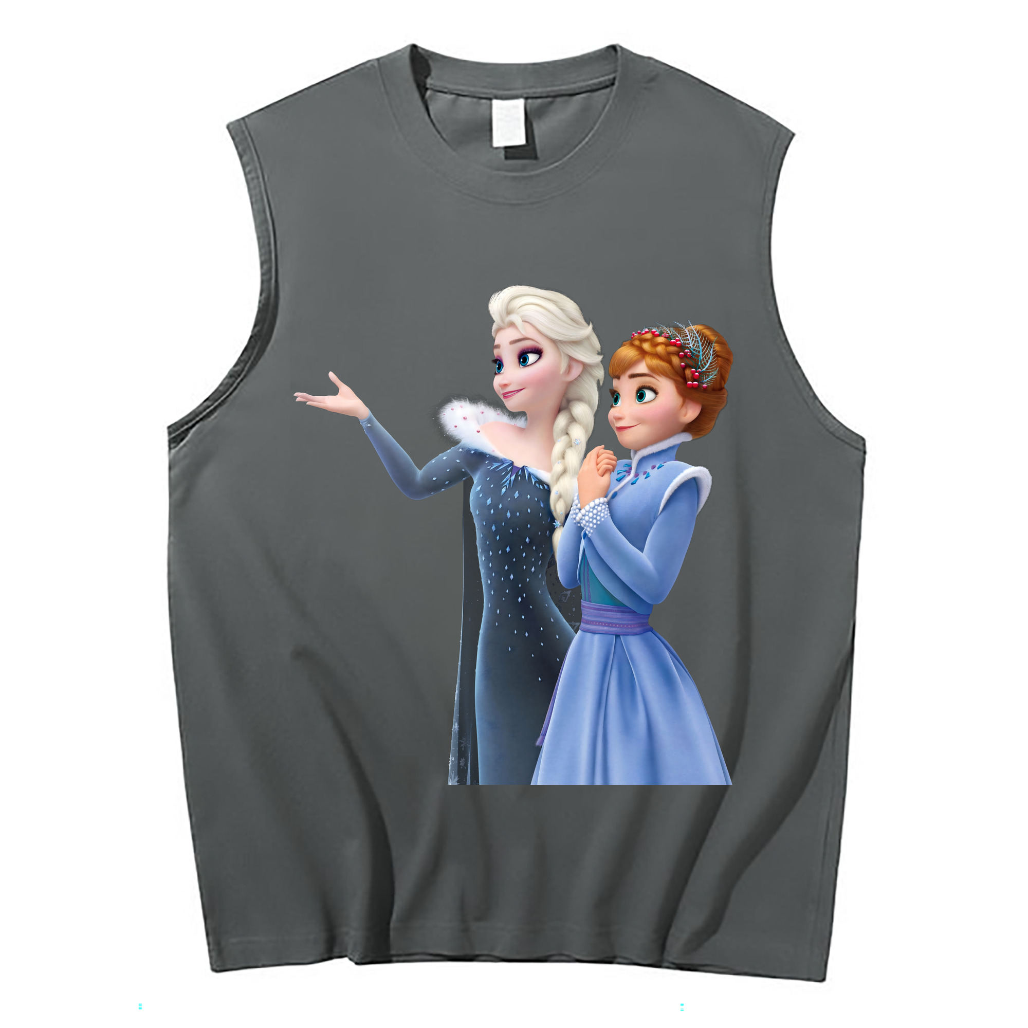 （画像用） アナと雪の女王 アンナ エルサ Frozen Anna Elsa コットン100％タンクトップ（フロントプリント）